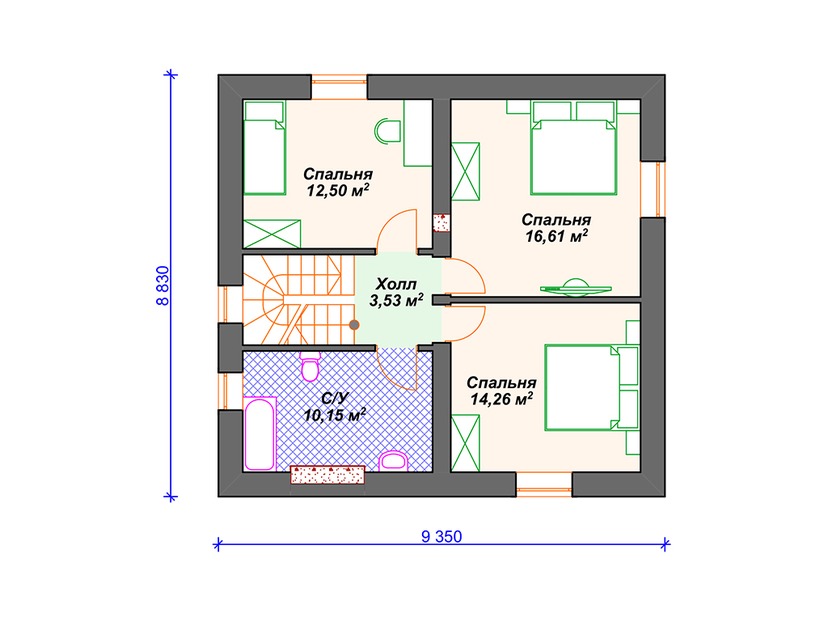 Дом из керамического блока VK091 "Хемпстад" c 4 спальнями план второго этажа