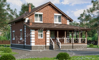 Дом из керамического блока с мансардой, 4 спальнями и террасой VK010 "Ордевиль"