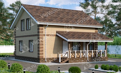 Дом из керамического блока с мансардой, 4 спальнями и террасой VK015 "Хартсвилл"
