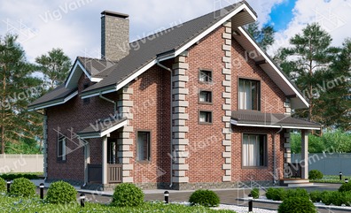 Дом из керамического блока с мансардой, 4 спальнями и террасой VK013 "Самтер"