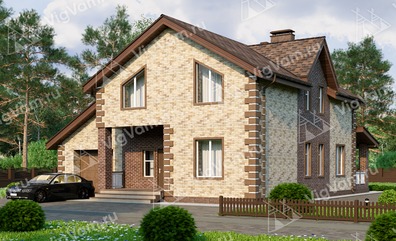 Дом из керамического блока с мансардой, 5 спальнями и гаражом VK019 "Эдентон"