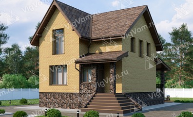 Дом из газобетона с мансардой, террасой и 3 спальнями VG047 "Карлис" строительство в Северном