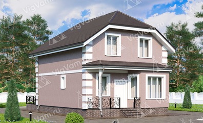 Дом из керамического блока с мансардой, 4 спальнями и эркером VK070 "Массиллон"