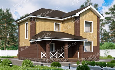 Дом из газобетона с 2 спальнями и террасой VG041 "Мидвиль" строительство в Дмитрове