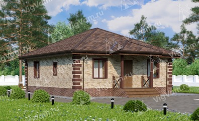 Дом из керамического блока с 2 спальнями VK055 "Орегон Сити" строительство в Им.Воровского
