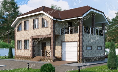Каркасный дом 11x14 с гаражом, балконом, мансардой – проект V039 "Скрантон" в кредит/ипотеку