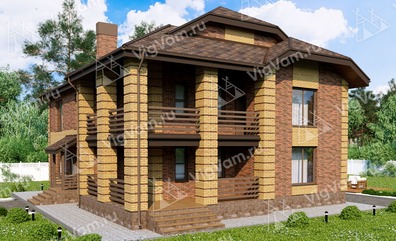 Дом из керамического блока с 4 спальнями, террасой и гостевой комнатой VK038 "Шэрон"