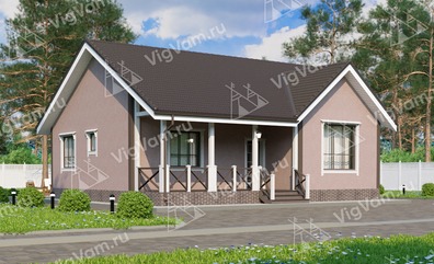 Каркасный дом с 2 спальнями и террасой V005 "Лейтон" строительство в Ильинском
