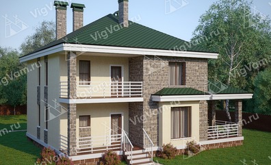 Каркасный дом с балконом V308 "Винни"