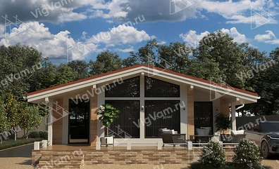 Каркасный дом с террасой V464 "Касл-Рок"
