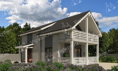 Дом из керамического блока с балконом и террасой VK472 "Бишоп" строительство в Ступино