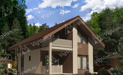 Дом из керамического блока с котельной, террасой и балконом VK473 "Тафт"