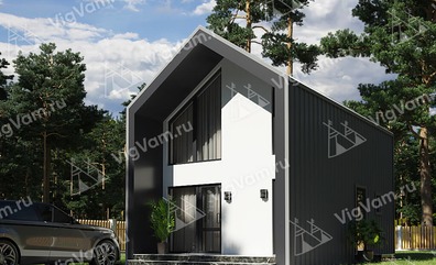 Каркасный дом 6x9 с террасой – проект V479 "Юрика" в кредит/ипотеку