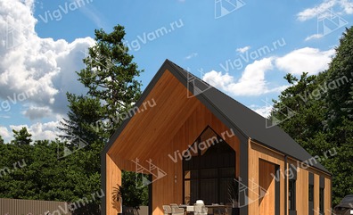 Дом из срубаБарнхаус из бревен с террасой VS482 "Логан"