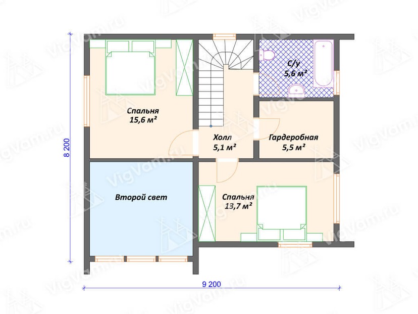Каркасный дом 8x9  – проект V483 "Боуи" план мансардного этажа