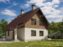 Каркасный дом с крыльцом и террасой V484 "Квибек"