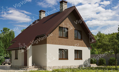 Каркасный дом 8x8 с террасой – проект V484 "Квибек" в кредит/ипотеку