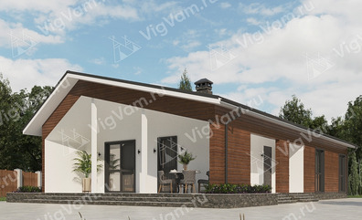 Каркасный дом 9x18 с котельной, террасой – проект V544 в кредит/ипотеку