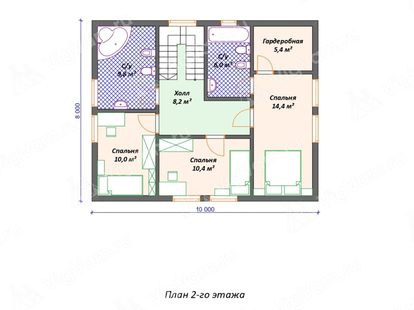 Дом из керамоблока VK546  c 4 спальнями план мансардного этажа