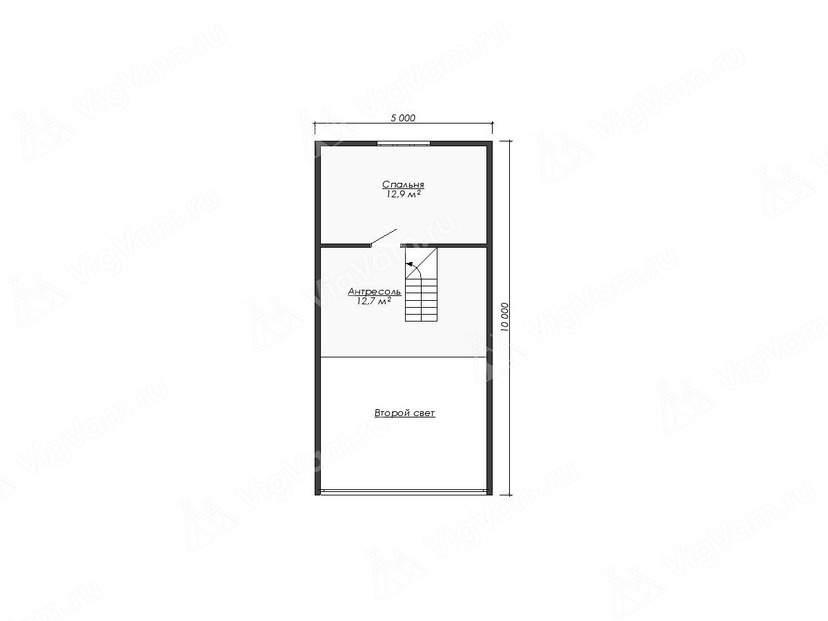 Каркасный дом 8x13 с сауной, террасой – проект V501 "Корнуолл" план мансардного этажа
