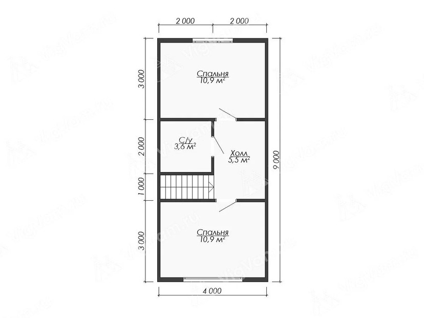 Каркасный дом 9x7  – проект V503 "Белвилл" план мансардного этажа