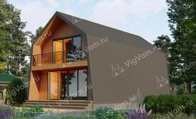 Каркасный дом с террасой V504 "Гранби"