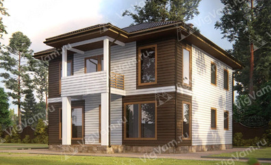 Каркасный дом 9x10 с котельной, балконом – проект V519 "Летбридж" в кредит/ипотеку