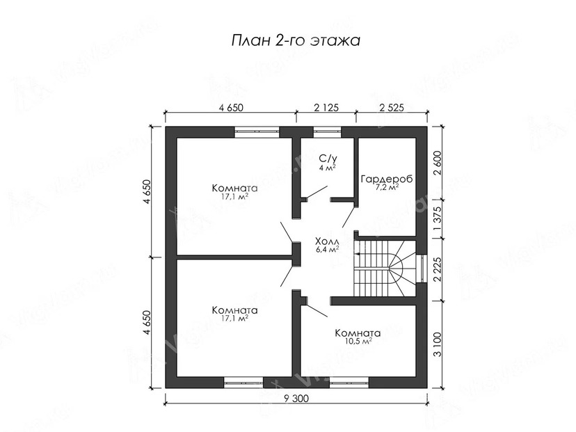 Дом из керамоблока VK515 "Мейпл-Ридж" c 4 спальнями план мансардного этажа