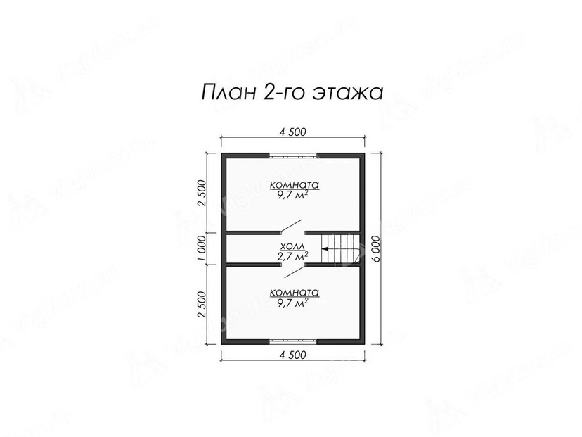 Дом из керамоблока VK524 "Кейп-Бретон" c 2 спальнями план мансардного этажа