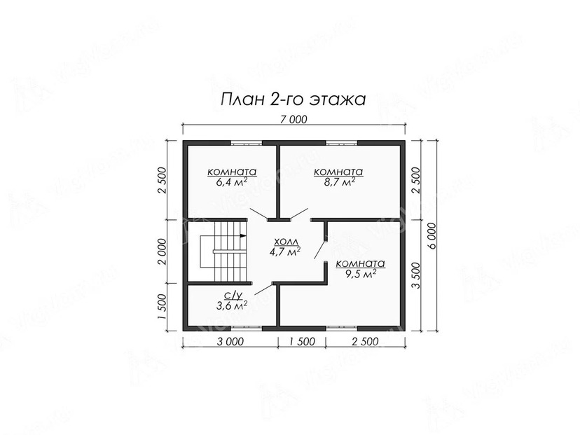 Дом из газобетонного блока с эркером - VG532 "Шавиниган" план мансардного этажа