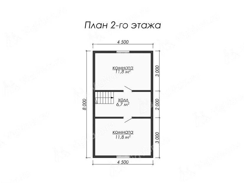 Каркасный дом 8x6 с террасой – проект V528 "Тербон" план мансардного этажа
