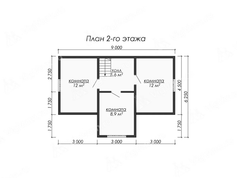 Каркасный дом 9x7  – проект V530 "Сагеней" план мансардного этажа