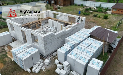 Строительство дома из газобетона в Шатуре. Кладка стен из газоблоков.